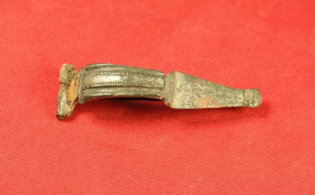 Ancient Roman Silvered Bronze Fibula, Brooch, 2. Century