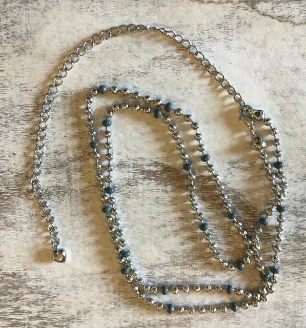 Silver Tone Ball Chain with Heart Extender Statement Necklace #605