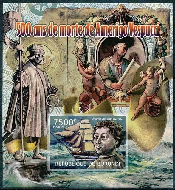 Amerigo Vespucci, Explorer, BURUNDI 2012 MNH Imperf SS, Ships & Boats