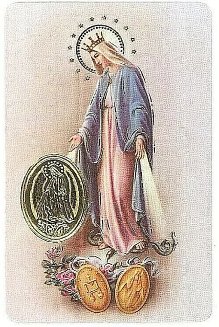 Postal Laminada Punzón Con Oración Notre Dame de La Medalla Milagrosa