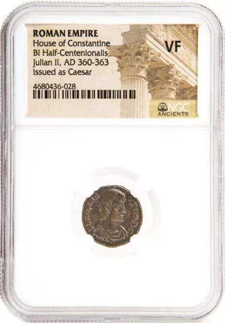 NGC VF Roman AE of Julian II AD 360 -363 NGC - ISSUED AS CAESAR - BARE HEAD