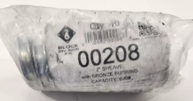 Block Division - 00208 - 2" Sheave w/ Bronze Bushing - 600lb Capacity - Lot of 3