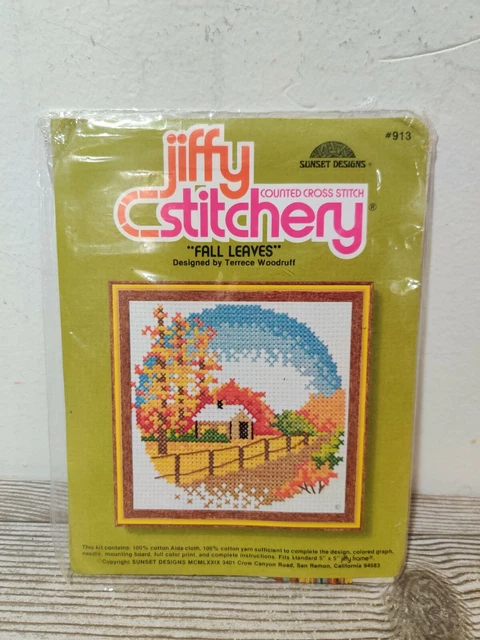 Nuevo Sellado Jiffy Stitchery Kit Hojas de Otoño NUEVO DE LOTE ANTIGUO #913