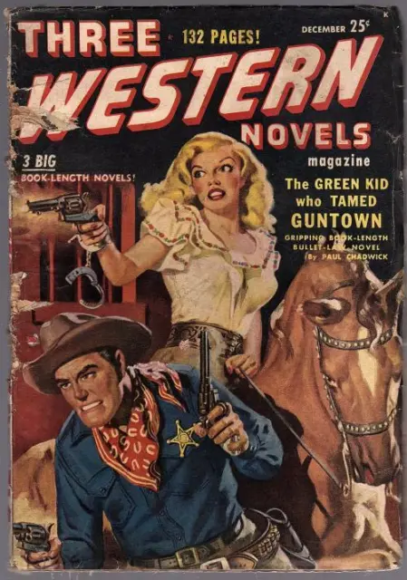 Three Western Novels Dec 1949 GGA Cover Art