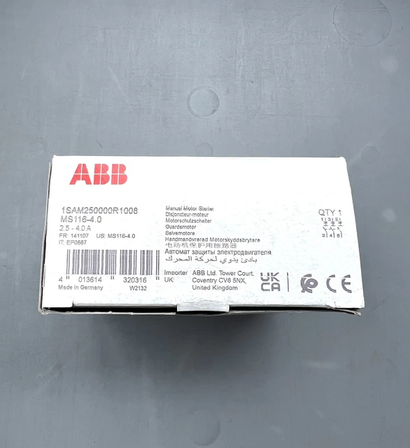 1x ABB MS116-4.0 Motorschutzschalter 1SAM250000R1008
