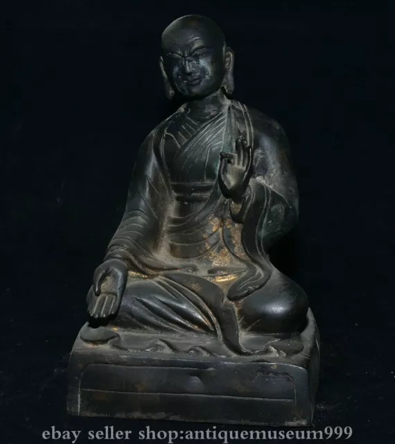 10" Old Chinese Meteorirte Iron Ksitigarbha Boddhisattva Baddha Statue Sculpture