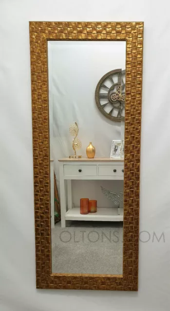 John Lewis Full Length Mosaic Wall Mirror Bevelled Glass Antique Gold 132x46cm