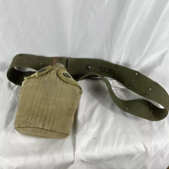ORIGINAL WW1 US Army Canteen Dated 1918, WWII Cover & M36 Web Belt $32. ...
