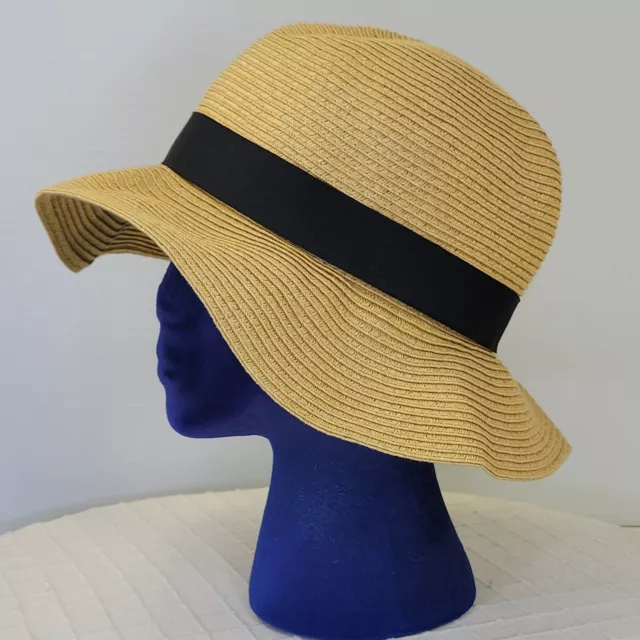 Scala Sun Hat Women's Woven Paper Fedora One Size Lightly Adjustable Pull Tie