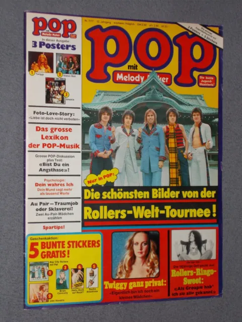 Pop Melody Maker Musikmagazin Nr.7 / 1977: Twiggy, EL & P, POP Lexikon, Frampton