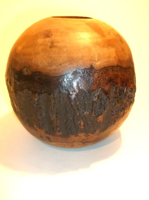 Hand turned wooden tea light candle holder- Stunning very solid piece.
