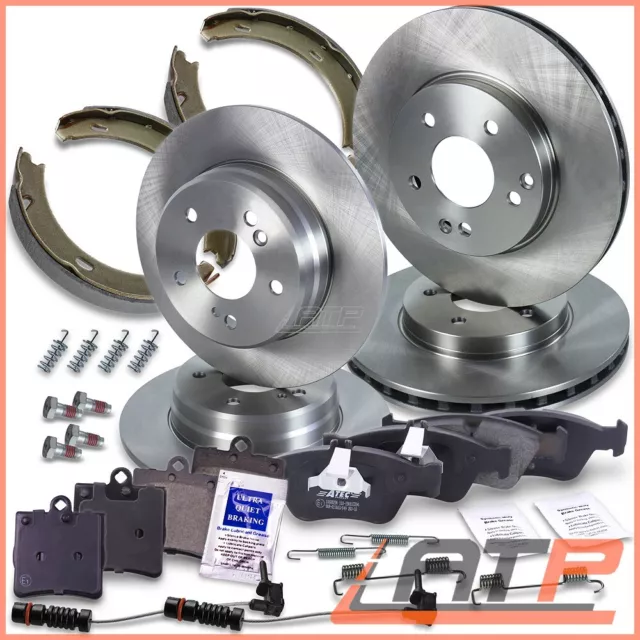 4x BRAKE DISC+ HANDBRAKE SHOES+ SET PADS FRONT+ REAR FOR MERCEDES BENZ SLK R170