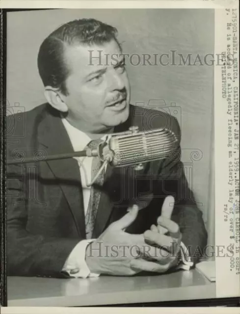 1959 Press Photo Actor John Carroll, accused of fleecing elderly lady, CA