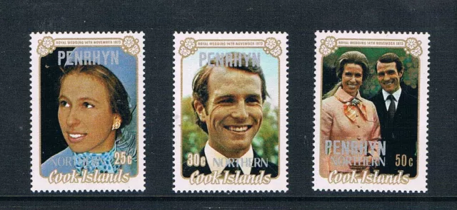 Penrhyn 1973 - Mariage Royal - Princesse Anne - Sc 47-49 [ Sg 53-55] MNH G7