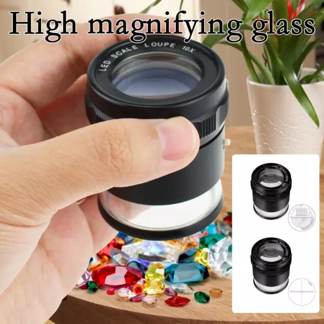 1pc Optical Glass Magnifier LED Lighted Jewelers loupe Scale with C7B7 1 K8V5