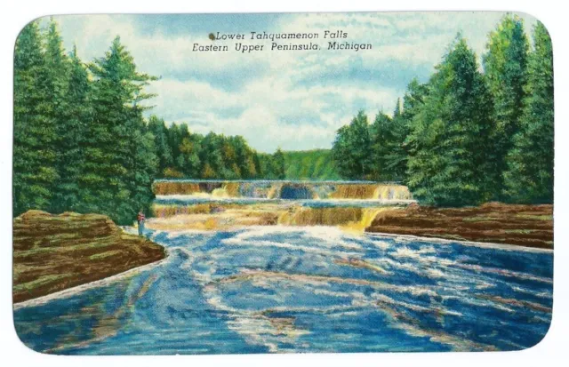 Upper Peninsula Michigan MI Postcard Lower Tahquamenon Falls