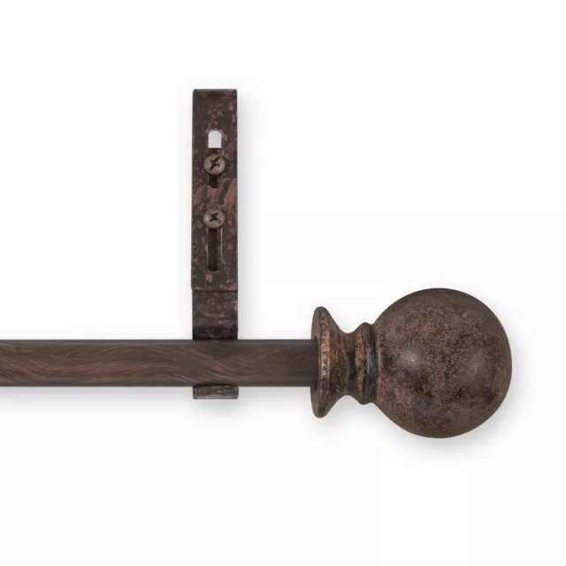 Pinnacle Adjustable Unique Antique Brown Ball Curtain Rod Collection 50-98"