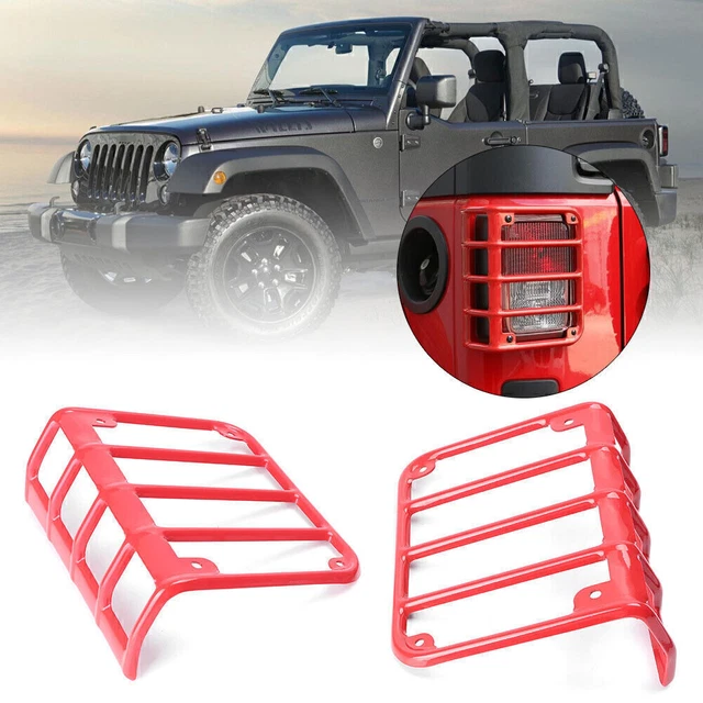 Steel Rear Tail Light Cover Protector Guard Frame For Jeep Wrangler RED 2007-17