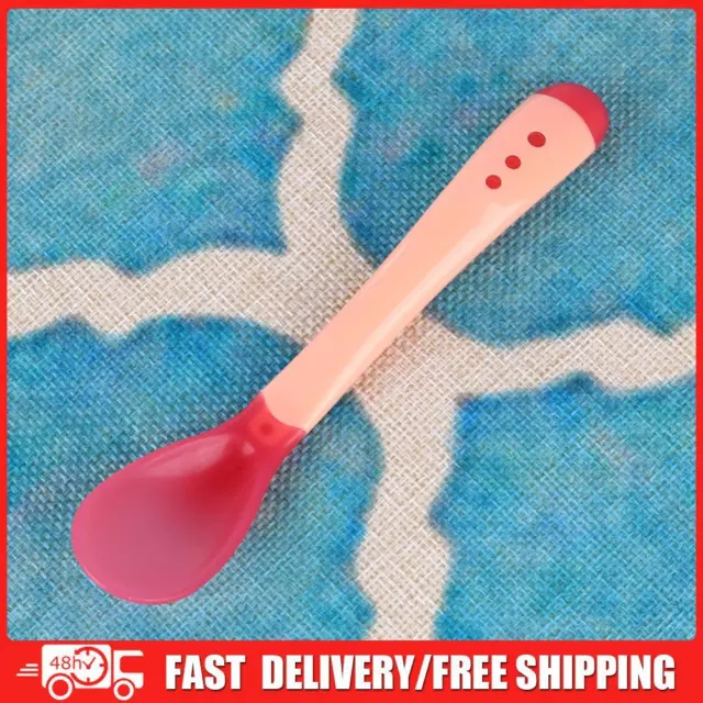 Infant Sensing Temperature Sucker Bowl Fork Spoon Tableware (Pink Spoon)