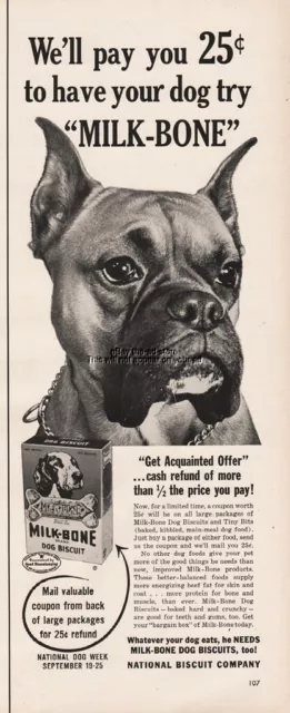 1954 Milk Bone Dog Biscuits Boxer National Biscuit Co National Dog Week Print Ad