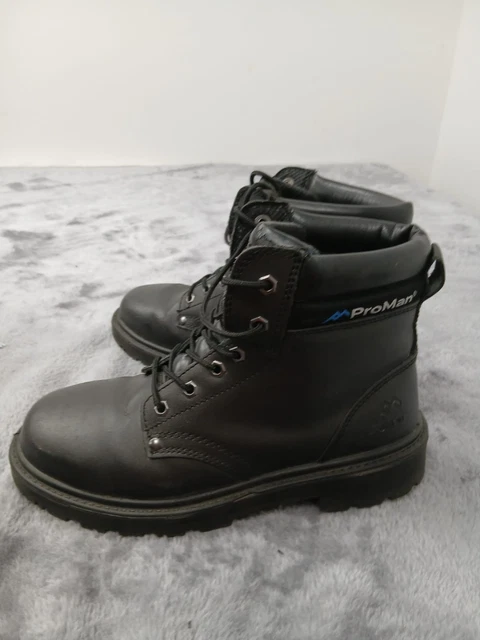 Working Waders PROMAN MEN'S BLACK Leather Lace-Up Safety Work Boots UK 9 EU 43 Ref 131 ...