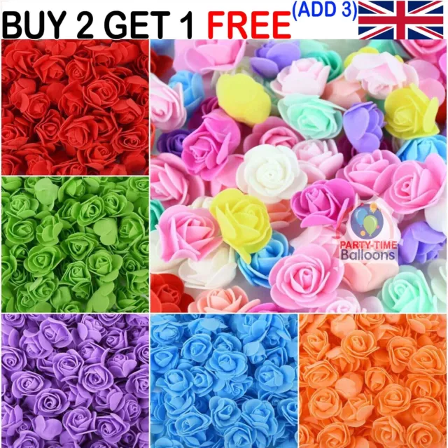 500PCS Foam Roses 3cm Artificial Foam Flower Heads DIY Rose Bear Decor Gift UK