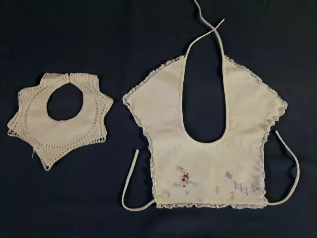 N03/ 2 Bavoirs en coton VINTAGE 50 60 2 cotton baby bibs