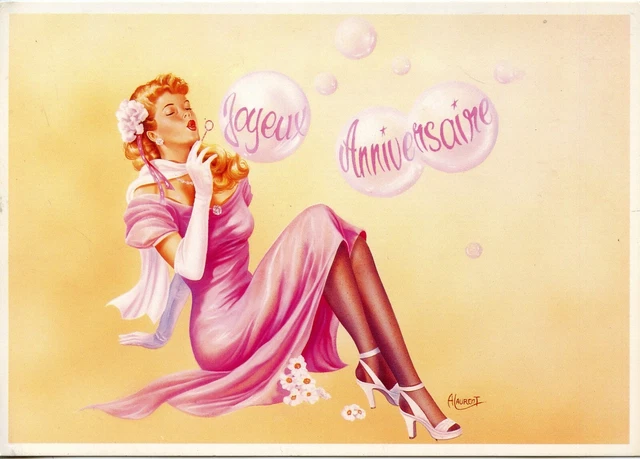 Cpsm / Postcard / Carte Postale / Illustrateur A. Laurent // Joyeux Anniversaire