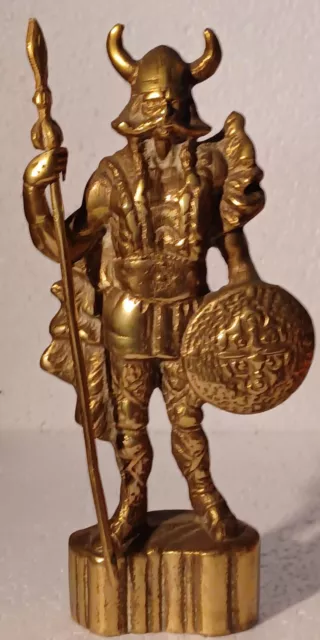 Vintage Solid Brass Viking Warrior Collectable Model Heavy Weight Ornament 10" R