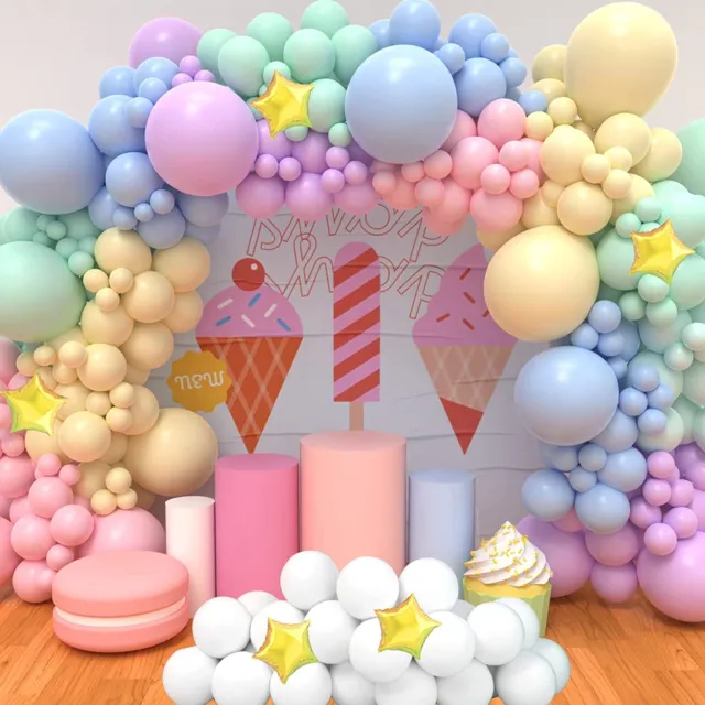 Pastel Macaron Balloons Garland Kit Arch Unicorn Princess Cocomelon Baby  Shower