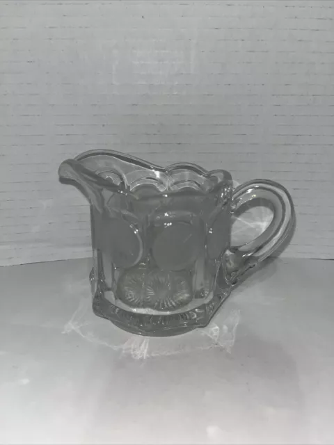 Vintage Fostoria Coin Pattern clear glass creamer pitcher