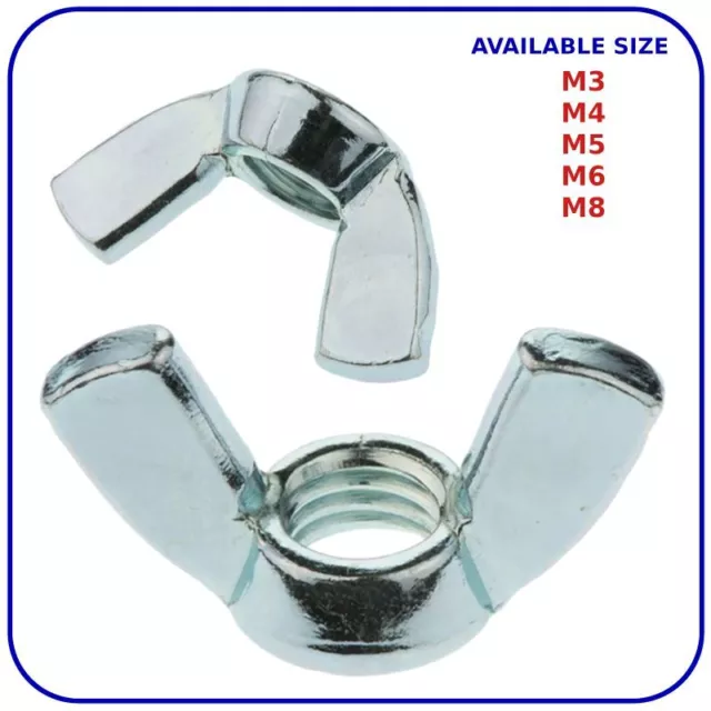 Wing Nuts M3 M4 M5 M6 M8 Butterfly Nut To Fit Bolts Screws DIN 315 Zinc Plated
