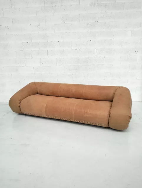 Anfibio natural leather 3 seater sofa, daybed by Alessandro Becchi for Giovanne