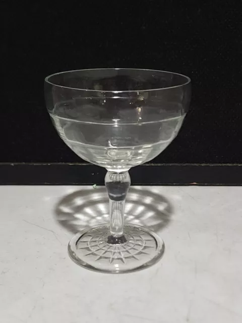 1- Anchor Hocking Glass BLOCK OPTIC Clear Champagne/Tall Sherbet 4 3/4"