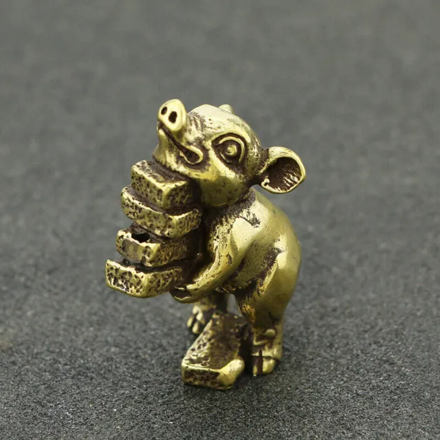 Solid Brass Pig Figurines Small Pig Statue House Ornament Animal Figurines