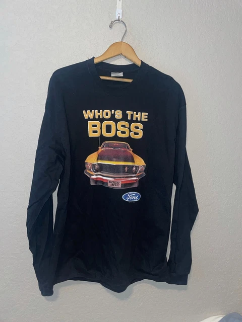 Y2K WHO’S THE Boss Ford Mustang Boss 302 Long Sleeve Car Shirt 2000s XL
