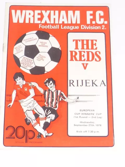 1978 CUP WINNERS CUP 1st Round 2nd Leg***Wrexham v Rijeka***1st February 1978