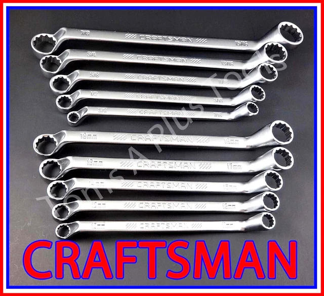 CRAFTSMAN HAND TOOLS 10pc SAE METRIC MM Standard 12pt Offset Box end