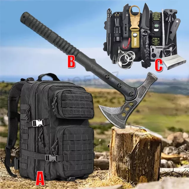 Outdoor Survival Kits Military Tactical Backpack Camping Hammer Axe EDC Gear