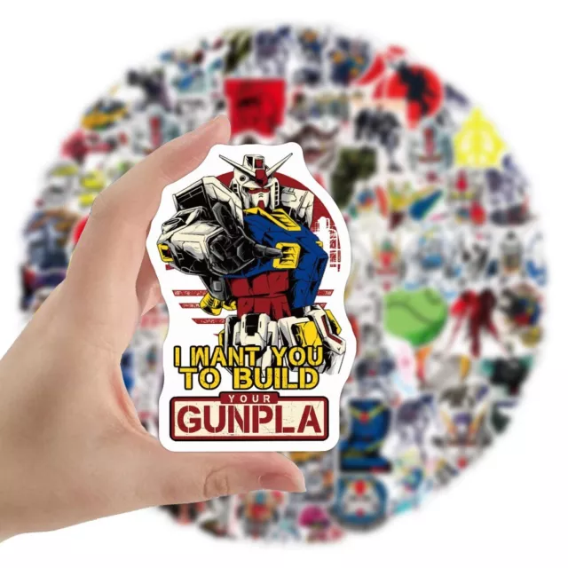 100 Pcs Gundam Stickers Anime Waterproof For Skateboard Water Bottle Laptop 3