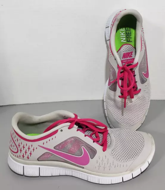 Nike Free Run 3 Shoes Athletic Running Shoes Sneakers Womens Size 10 Gray Pink