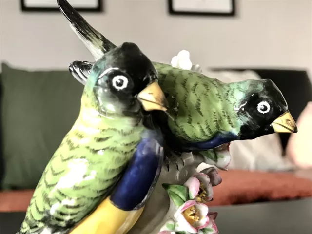 Antik kunstvolle Vogel Figur Porzellan gemarkt gestempelt Lenck Passau Rar 3