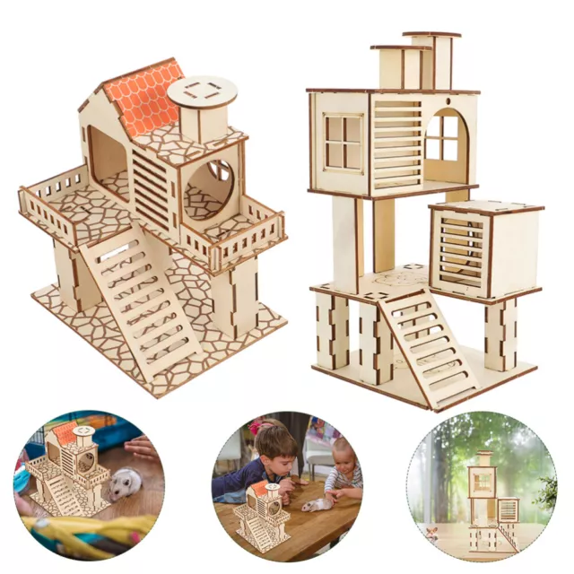 2 PCS Villa Hamster Petite Maison Pour Animaux Petits Jouet