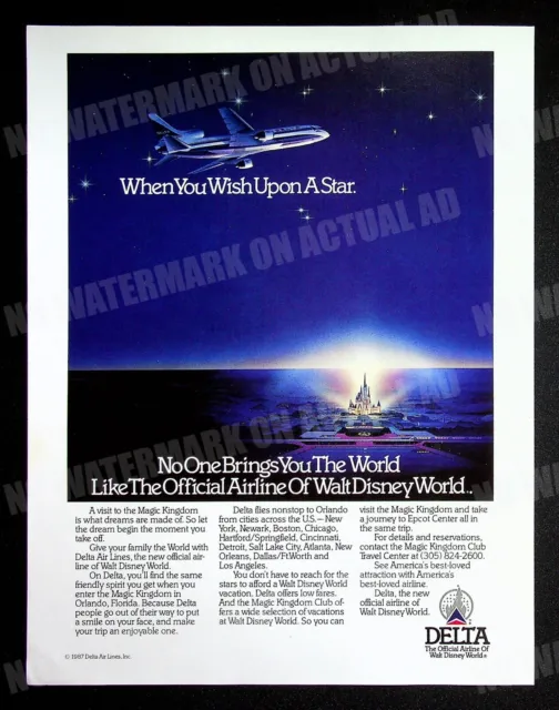 Delta Airlines Walt Disney World 1987 Trade Print Magazine Ad Poster ADVERT