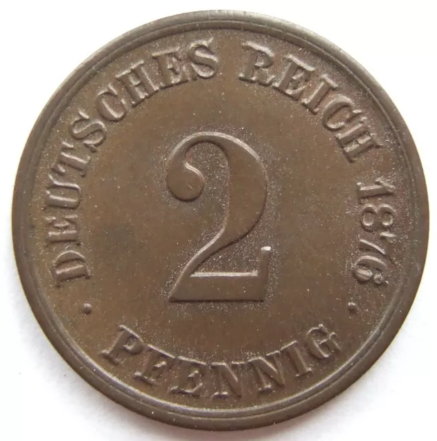Moneta Reich Tedesco Impero Tedesco 2 Pfennig 1876 G IN Extremely fine
