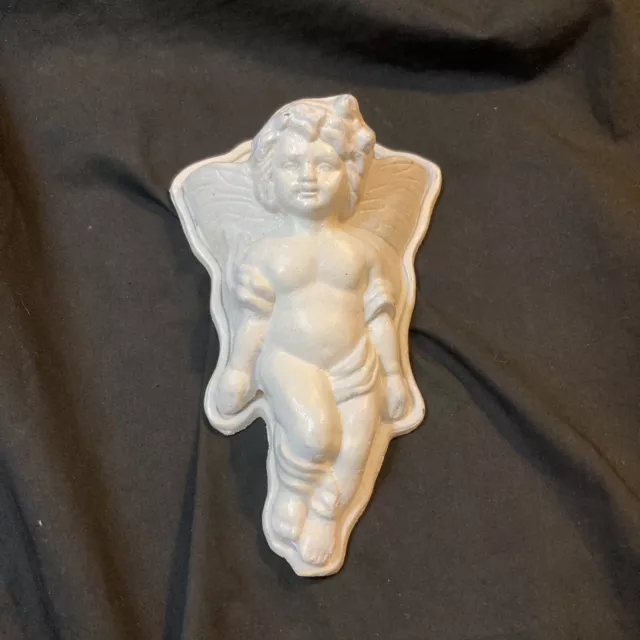VTG Art Deco Angel Cherub Victorian Floral Filigree Cast Iron Wall Shelf Sconce
