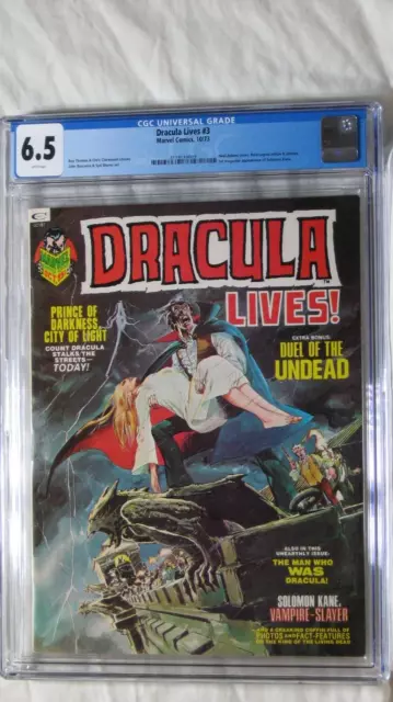 Dracula Lives #3 CGC 6.5 White Looks Higher Grade Original Owner Marvel Magazine