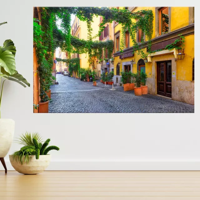 Cozy Old Street In Rome, Italy 3d View Wall Sticker Poster Decal A478