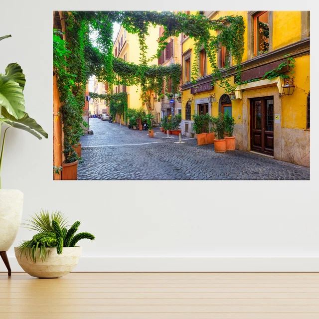 Cozy Old Street In Rome, Italy 3d View Wall Sticker Poster Decal A478