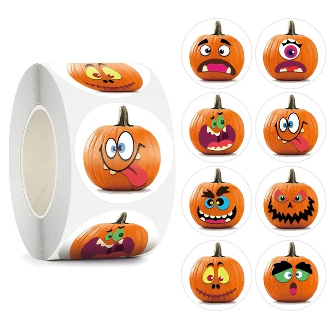500Pcs Funny Halloween Pumpkin Seal Sticker Round Package Sealing Label Sticker